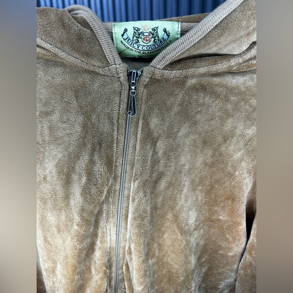 Women’s Juicy Couture Tan Velour Cotton Long Sleeve Jacket Designer Size Large - Picture 3 of 4